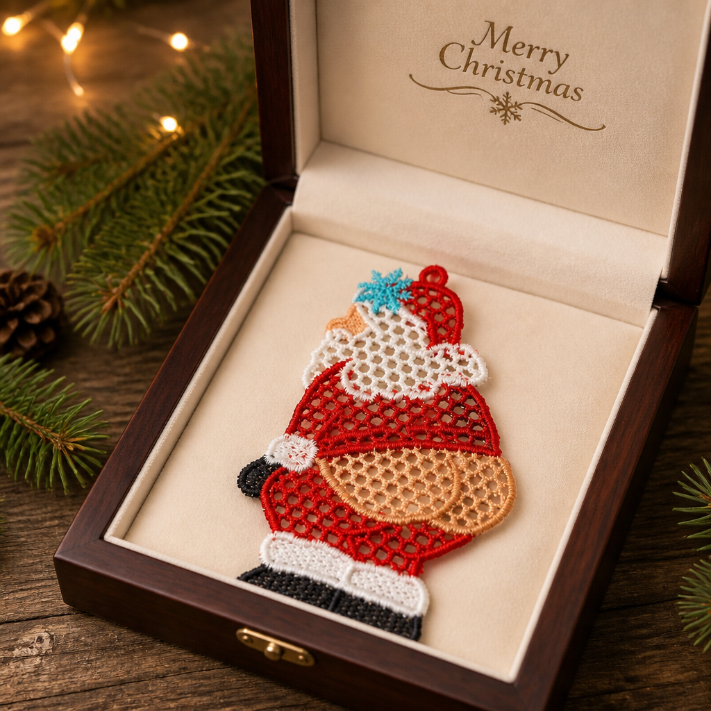 Embroidered Santa Claus Christmas Ornament- Embroidery