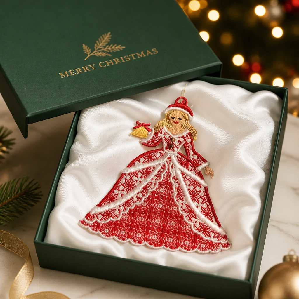 Christmas Lady Embroidered Ornament - Embroidery