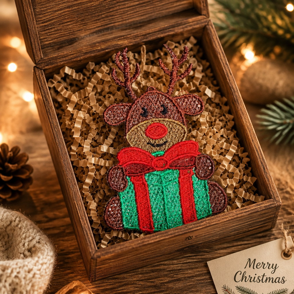 Embroidered Reindeer Christmas Ornament - Embroidery