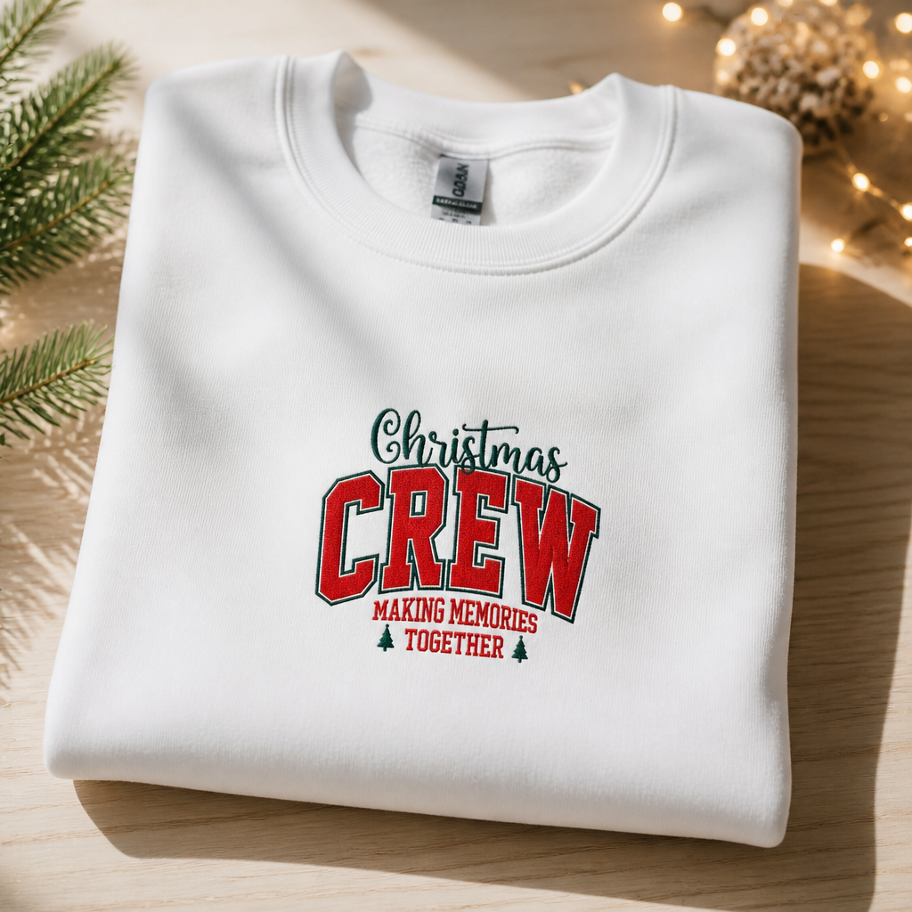 Christmas Crew Embroidered Family Crewneck Sweatshirt - Crewneck Adult Embroidery