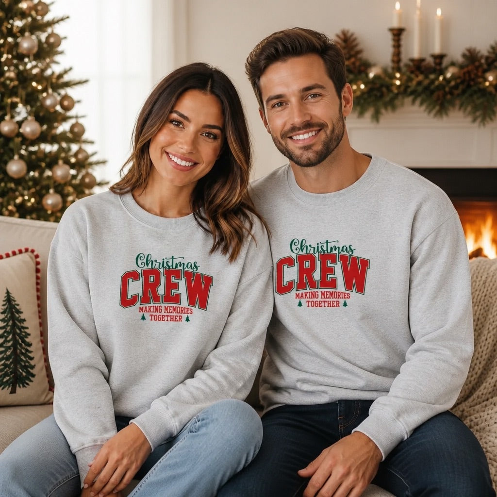 Christmas Crew Embroidered Family Crewneck Sweatshirt - Crewneck Adult Embroidery