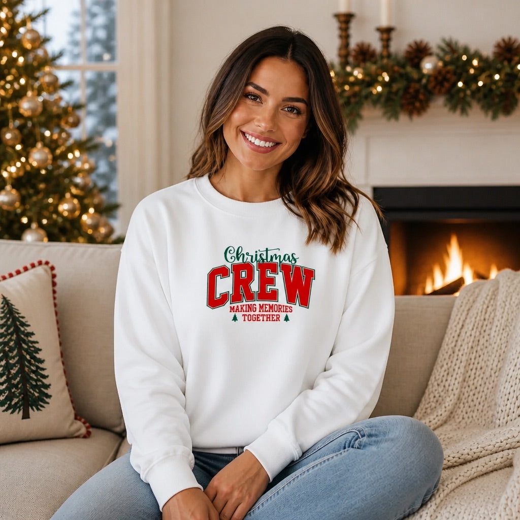 Christmas Crew Embroidered Family Crewneck Sweatshirt - Crewneck Adult Embroidery