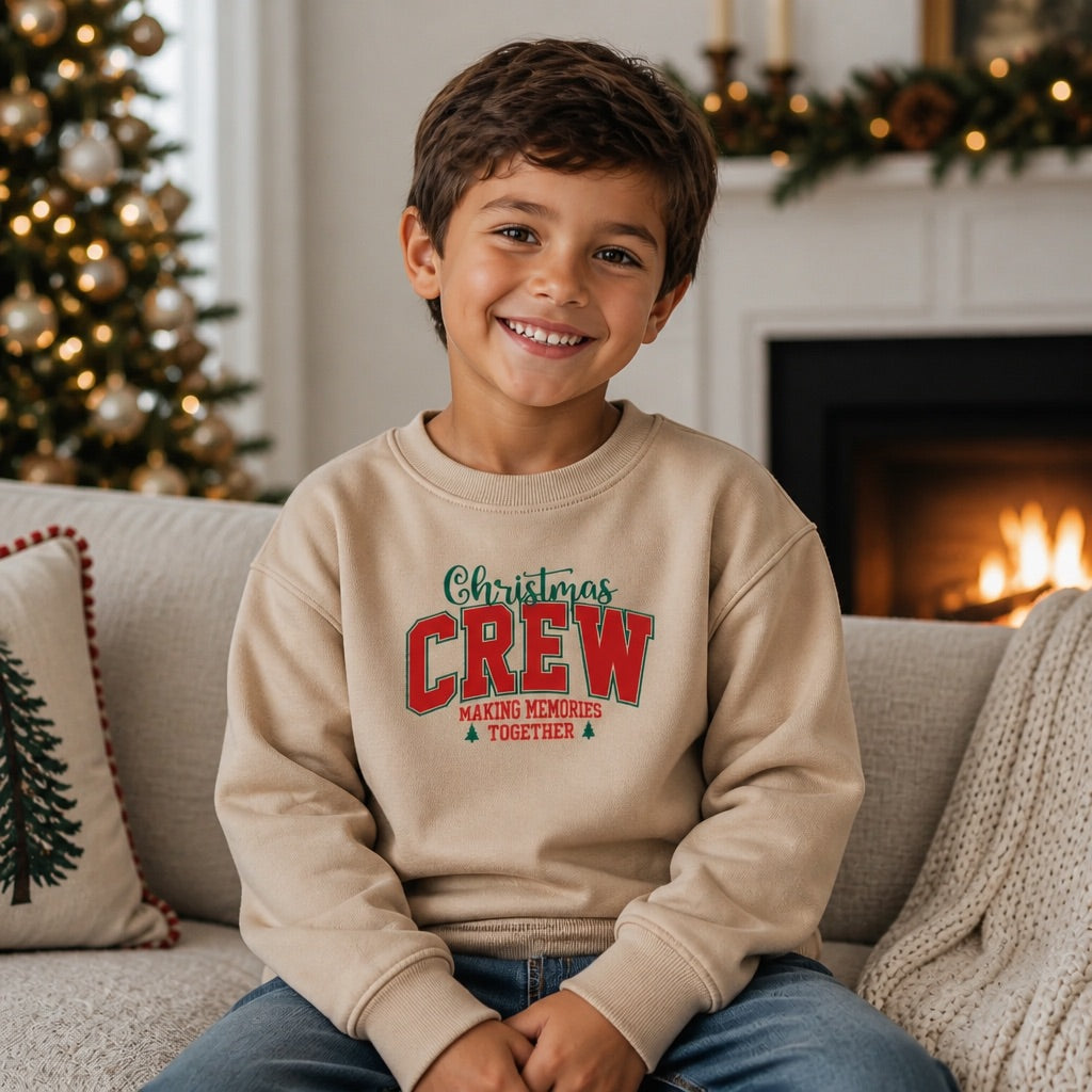 Kids Matching Family Christmas T Shirt & Crewneck Sweatshirt - Kids Embroidery