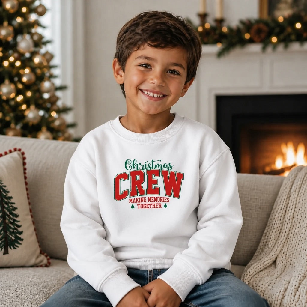 Kids Matching Family Christmas T Shirt & Crewneck Sweatshirt - Kids Embroidery