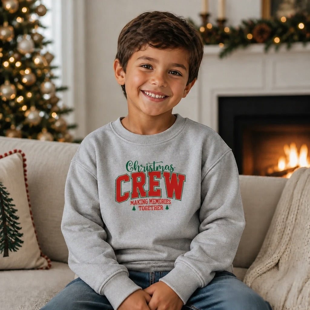 Kids Matching Family Christmas T Shirt & Crewneck Sweatshirt - Kids Embroidery