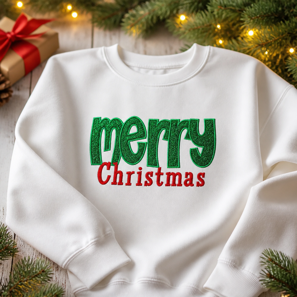 Merry Christmas - Crewneck Adult Embroidery