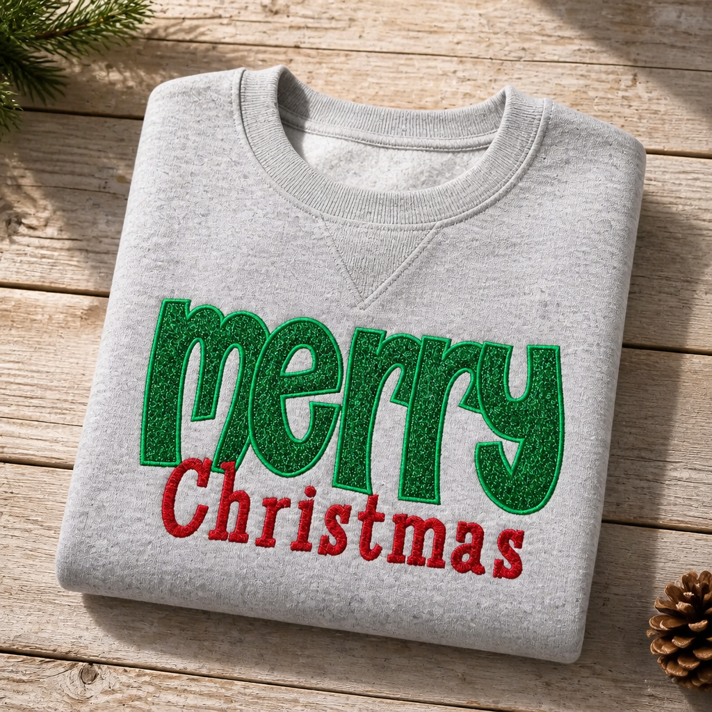 Merry Christmas - Crewneck Adult Embroidery