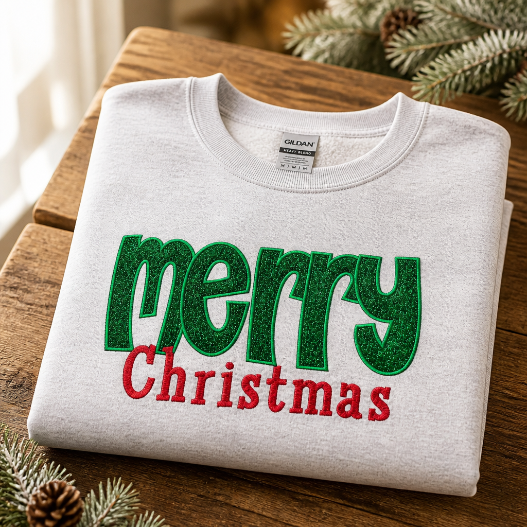 Merry Christmas - Crewneck Adult Embroidery