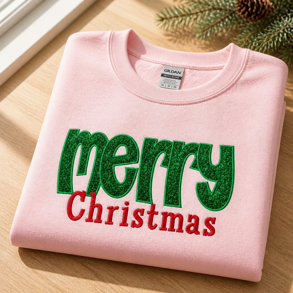 Merry Christmas - Crewneck Adult Embroidery