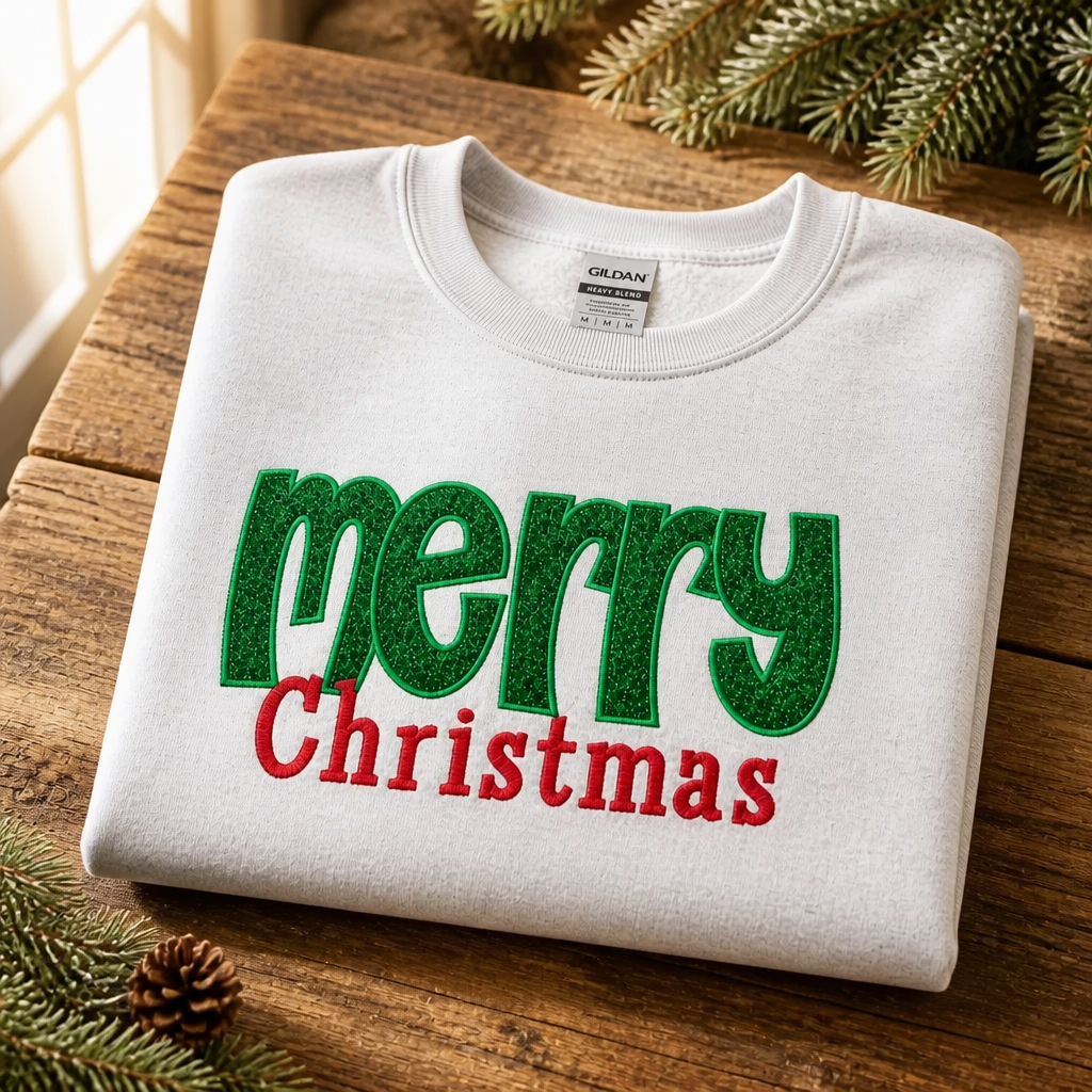 Merry Christmas - Crewneck Adult Embroidery