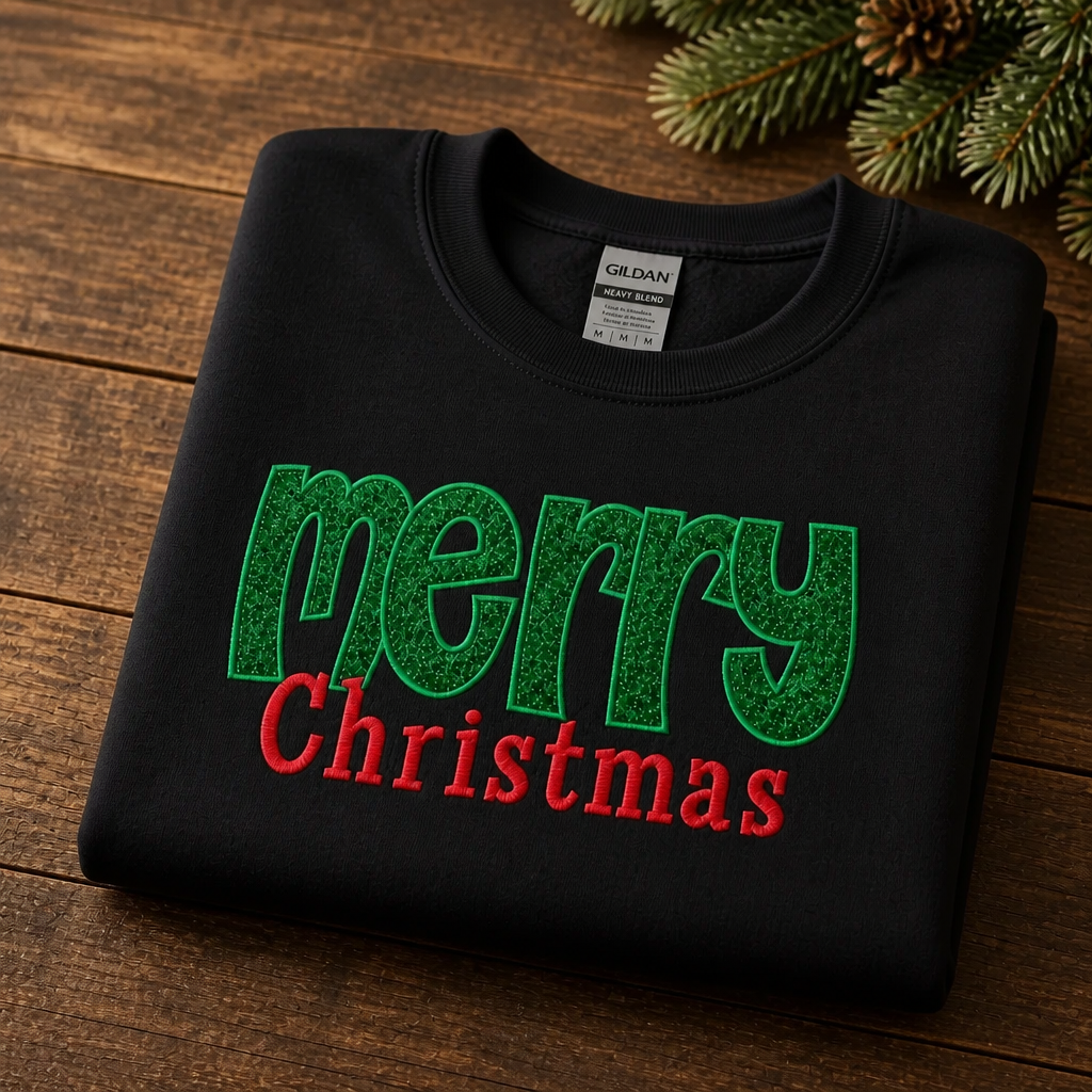 Merry Christmas - Crewneck Adult Embroidery