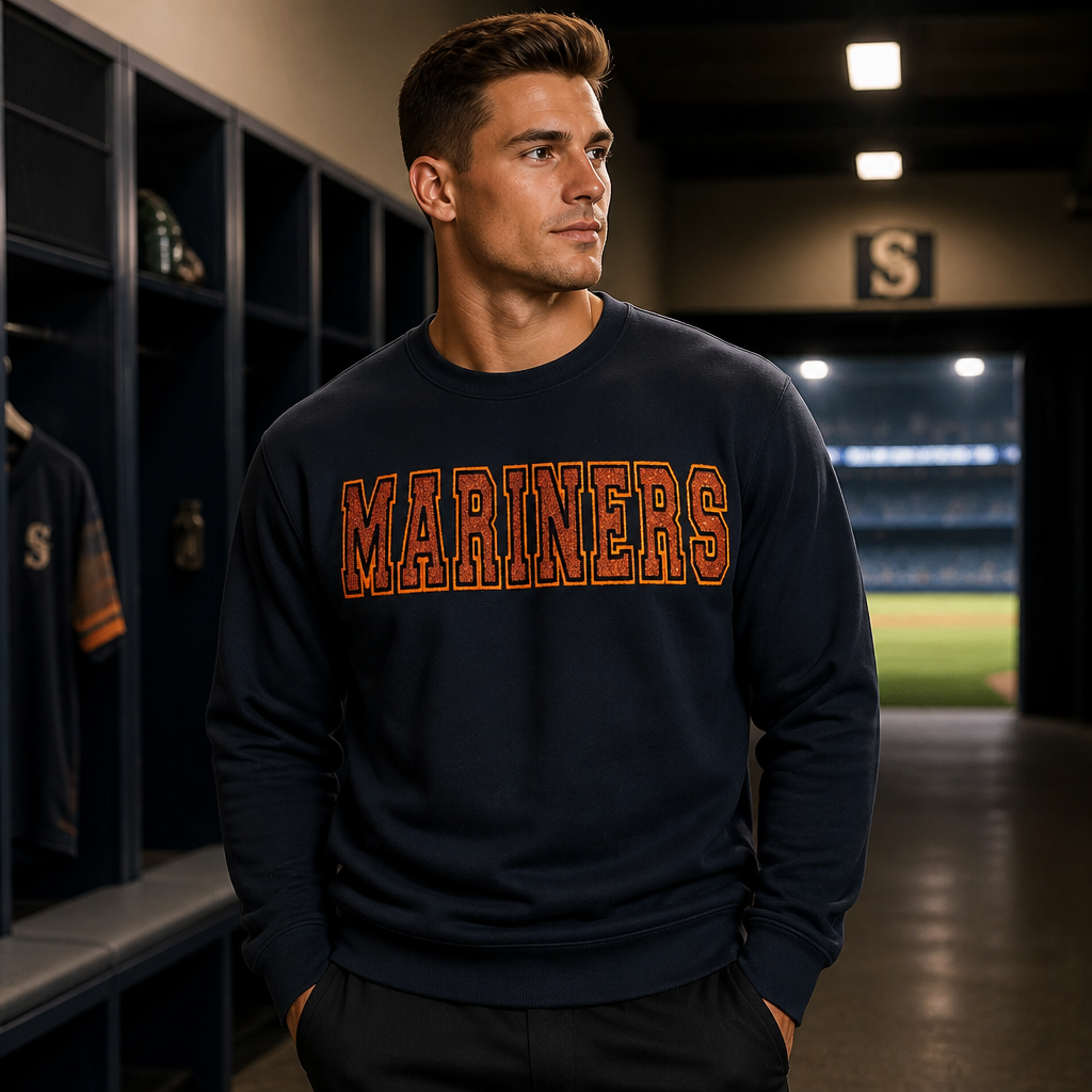 Mariners School Mascot Varsity Spirit Wear Embroidered - Crewneck Adult Embroidery