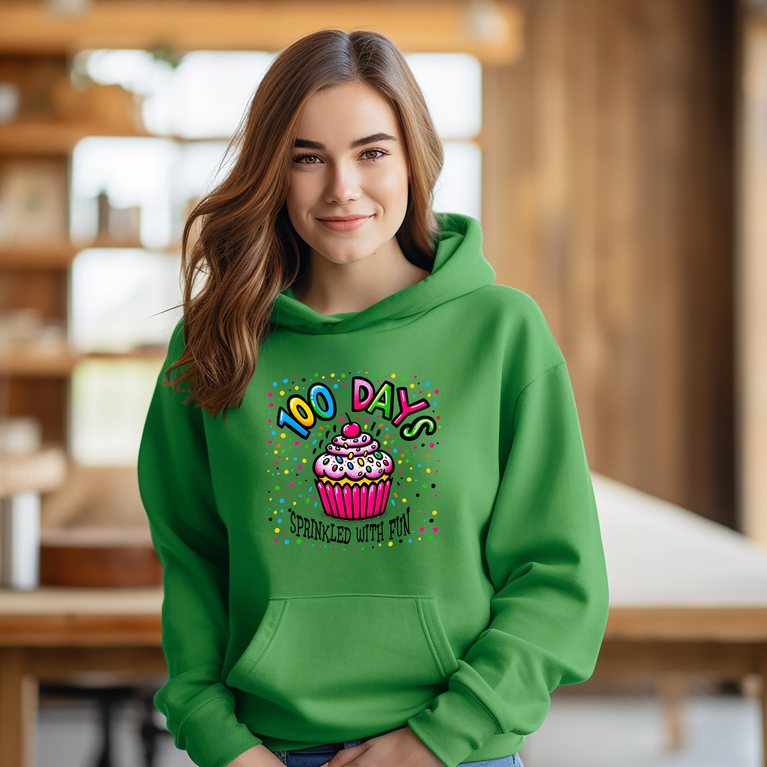 School - 100 Days Of School With Cupcake Youth Crewneck / Hoodie