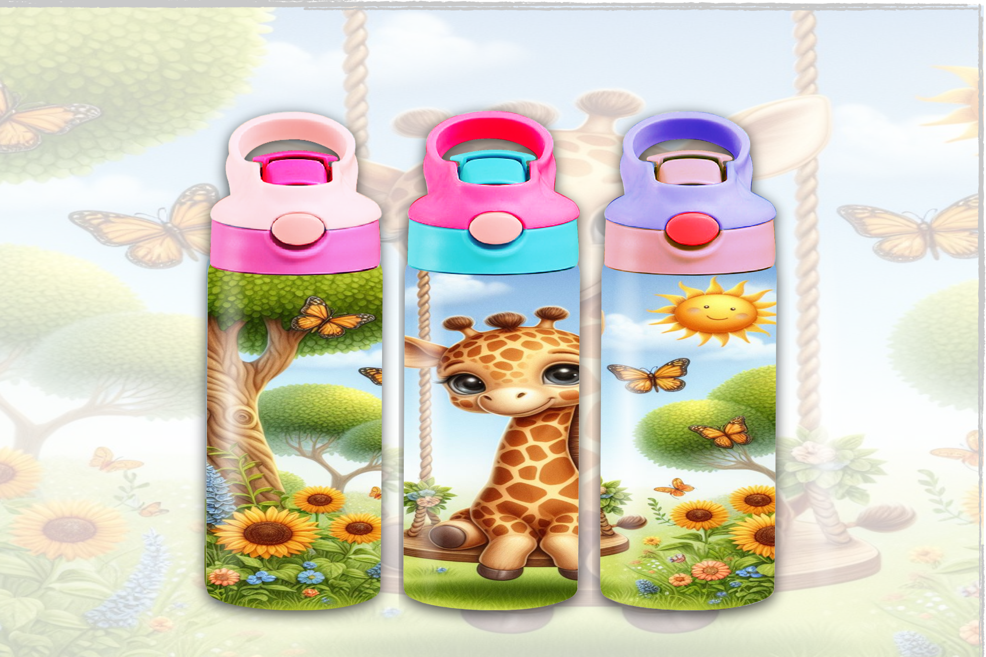 Baby Giraffe On Swing Kids Sippy Cup