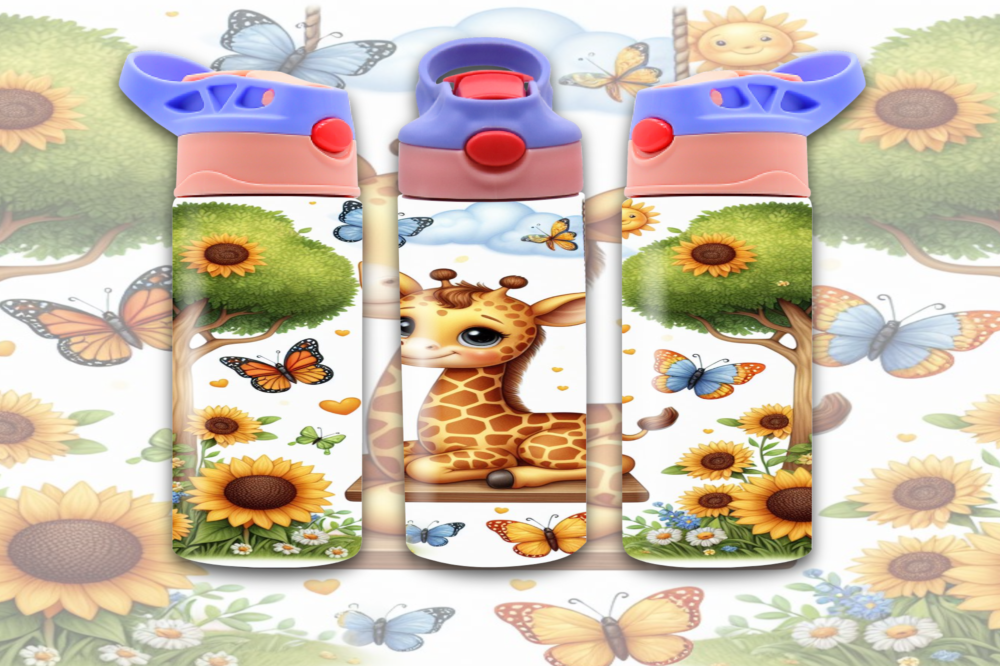 Baby Giraffe On Swing 2 Kids Sippy Cup