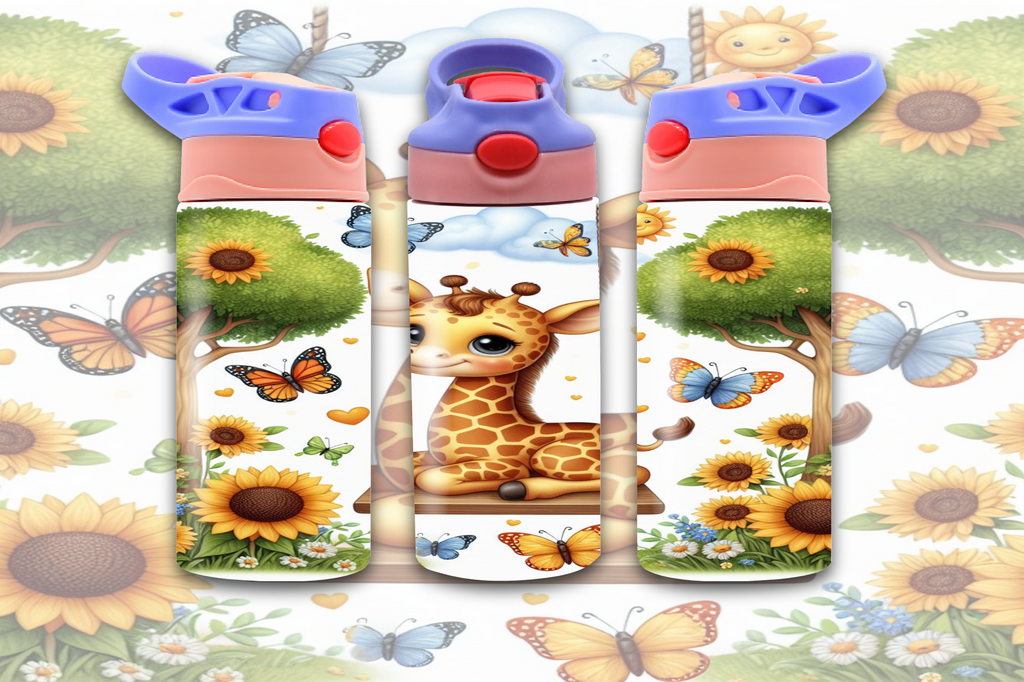 Giraffe On Swing 12oz - Kids Sippy Digital Download