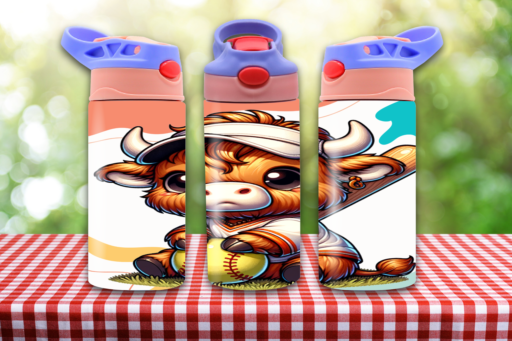 Highland Cow Softball Kids 12oz Sippy - Digital Download