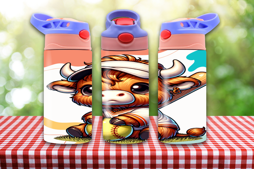 Highland Cow Softball 12oz - Kids Sippy Digital Download