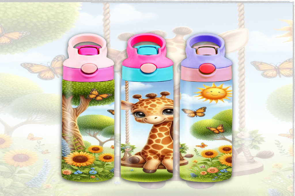 Baby Giraffe On Swing 12oz - Kids Sippy Digital Download