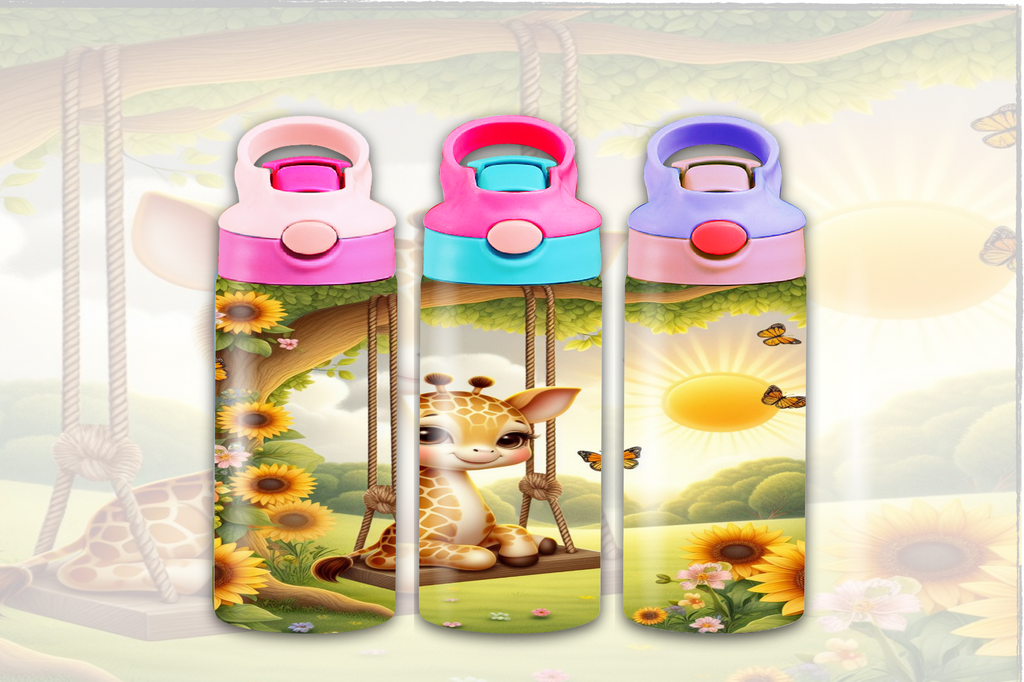 Giraffe On Swing 12oz - Kids Sippy Digital Download