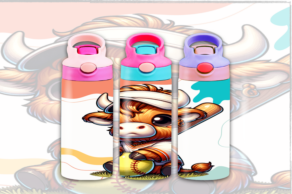 Highland Cow Softball 12oz - Kids Sippy Digital Download