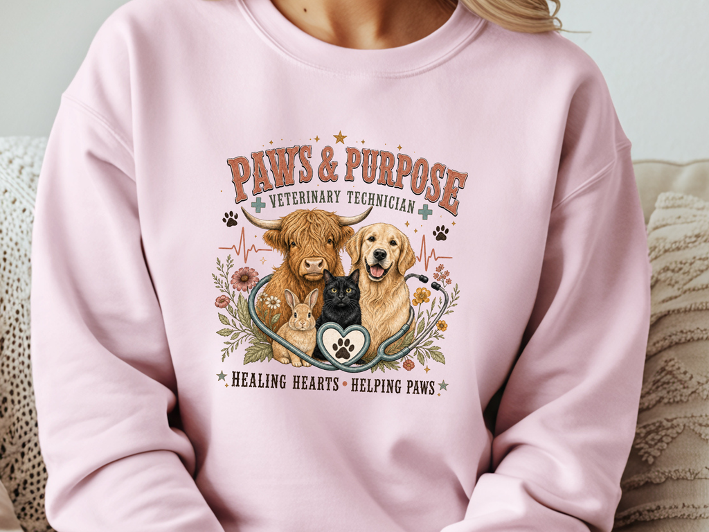 Paws & Purpose Veterinary Technician DTF Transfer - Youth/Adult Direct To Film Transfer