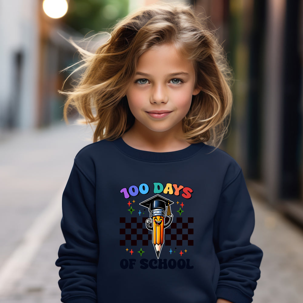 School - 100 Days Of School Pencil Youth Crewneck / Hoodie