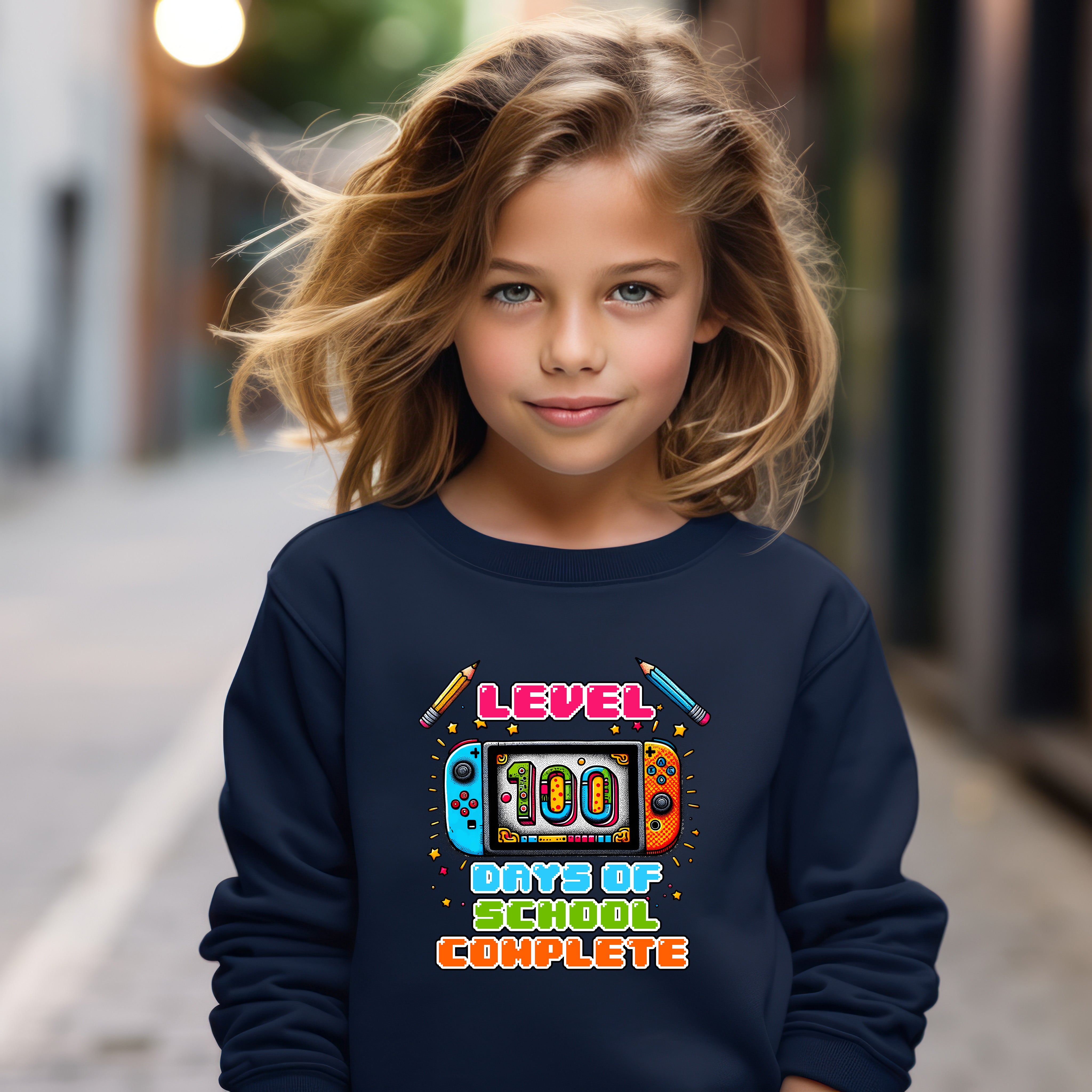 School - Level Up 100 Days Of School Youth Crewneck / Hoodie