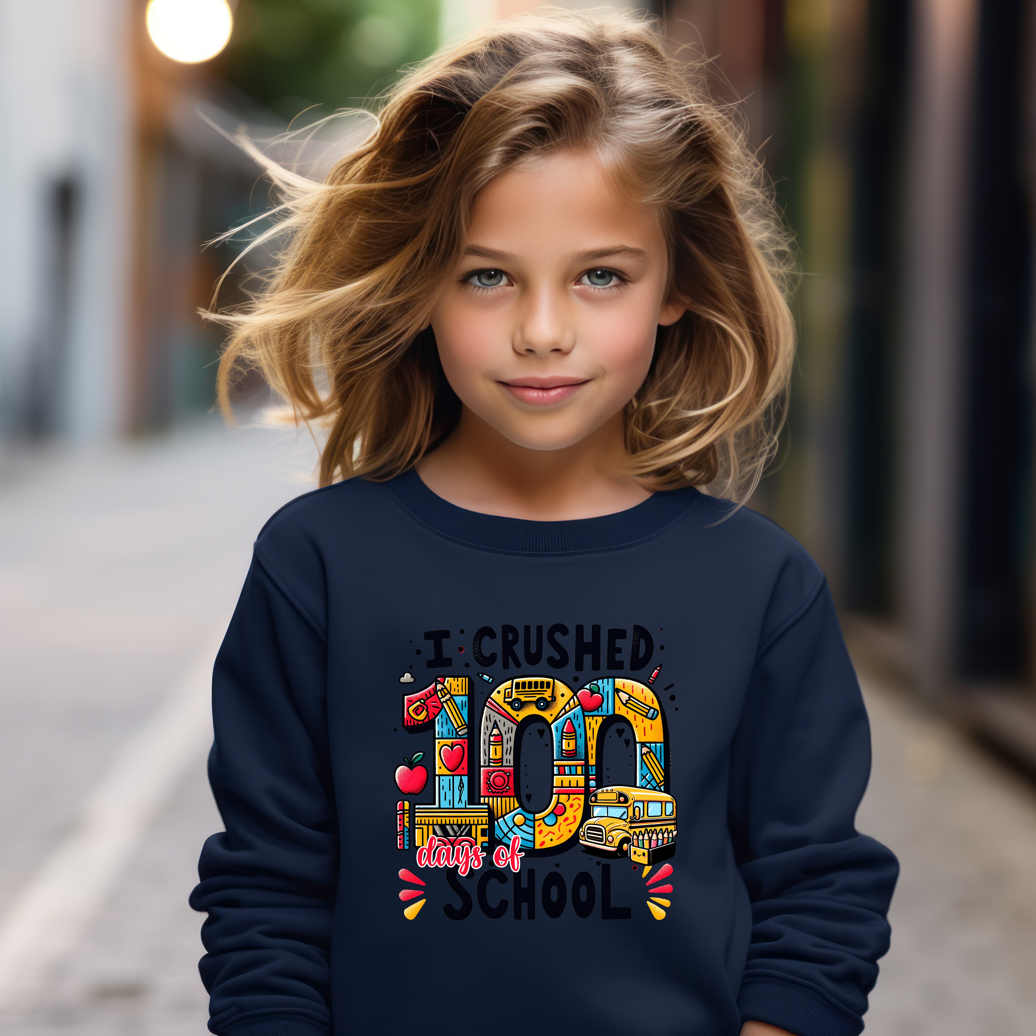 School - I Crushed 100 Days Of School Youth Crewneck / Hoodie