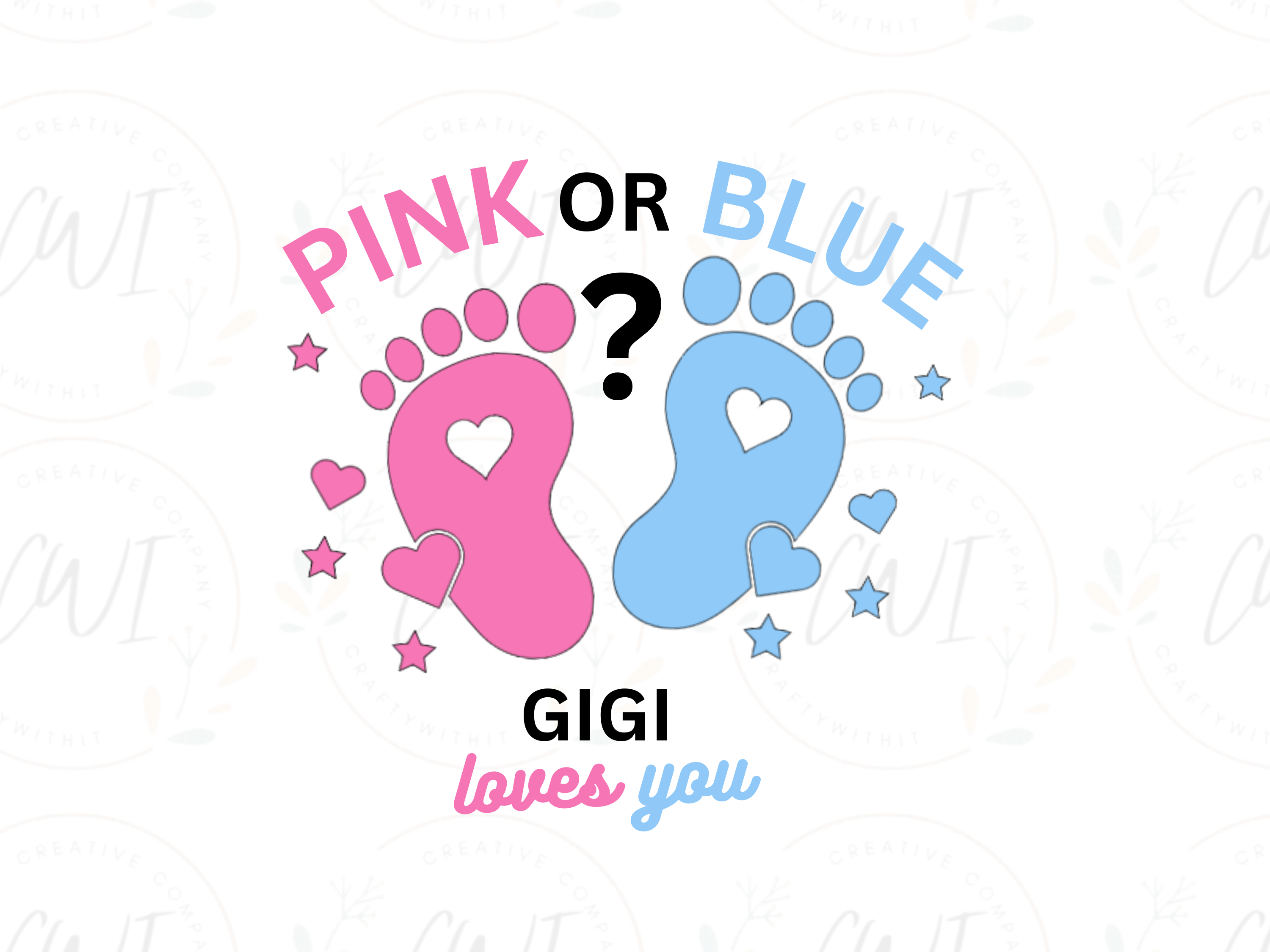 Baby Reveal - Pink Or Blue GiGi - Direct To Film Transfer