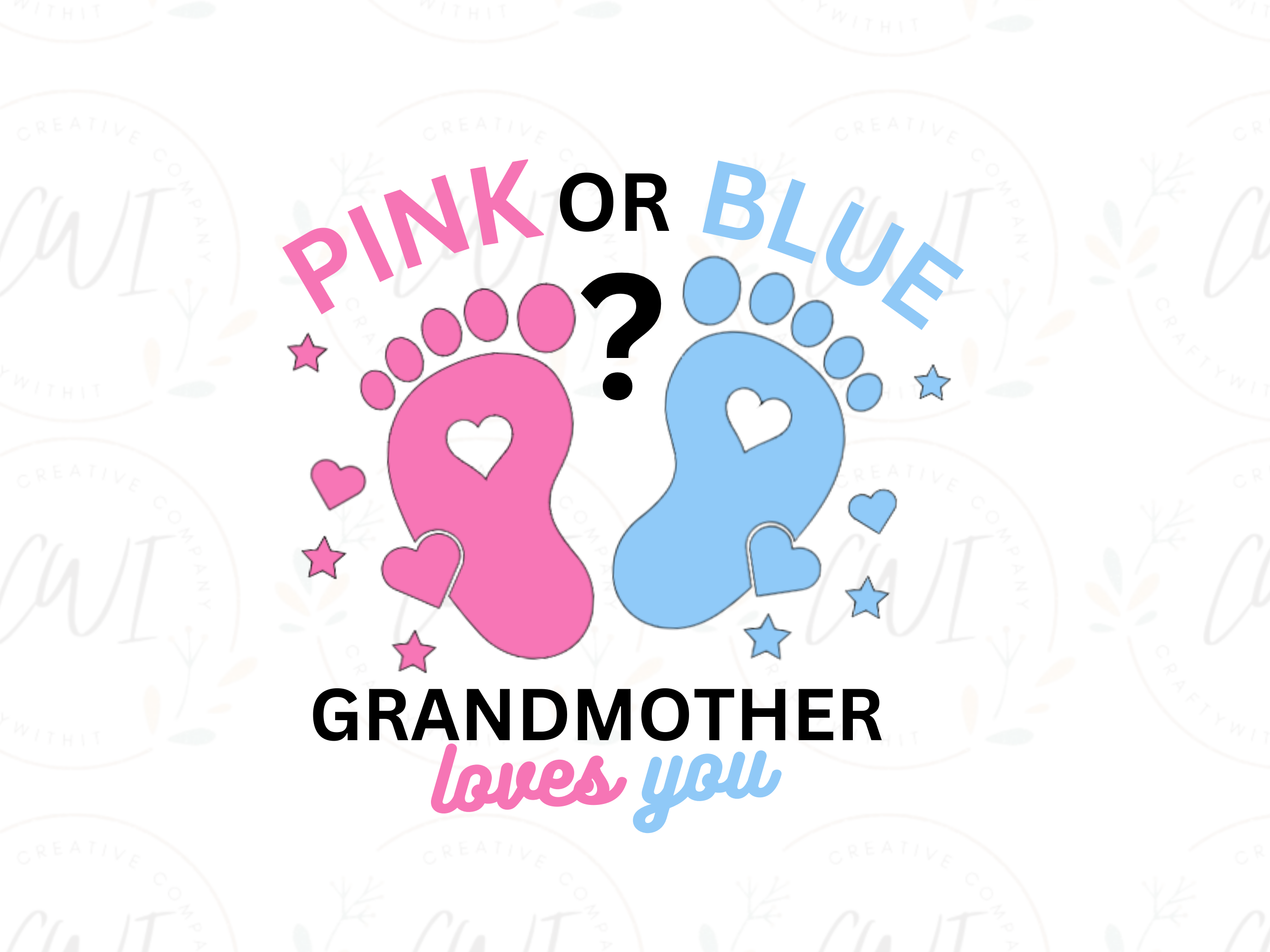 Baby Reveal - Pink Or Blue Grandmother - Direct To Film Transfer