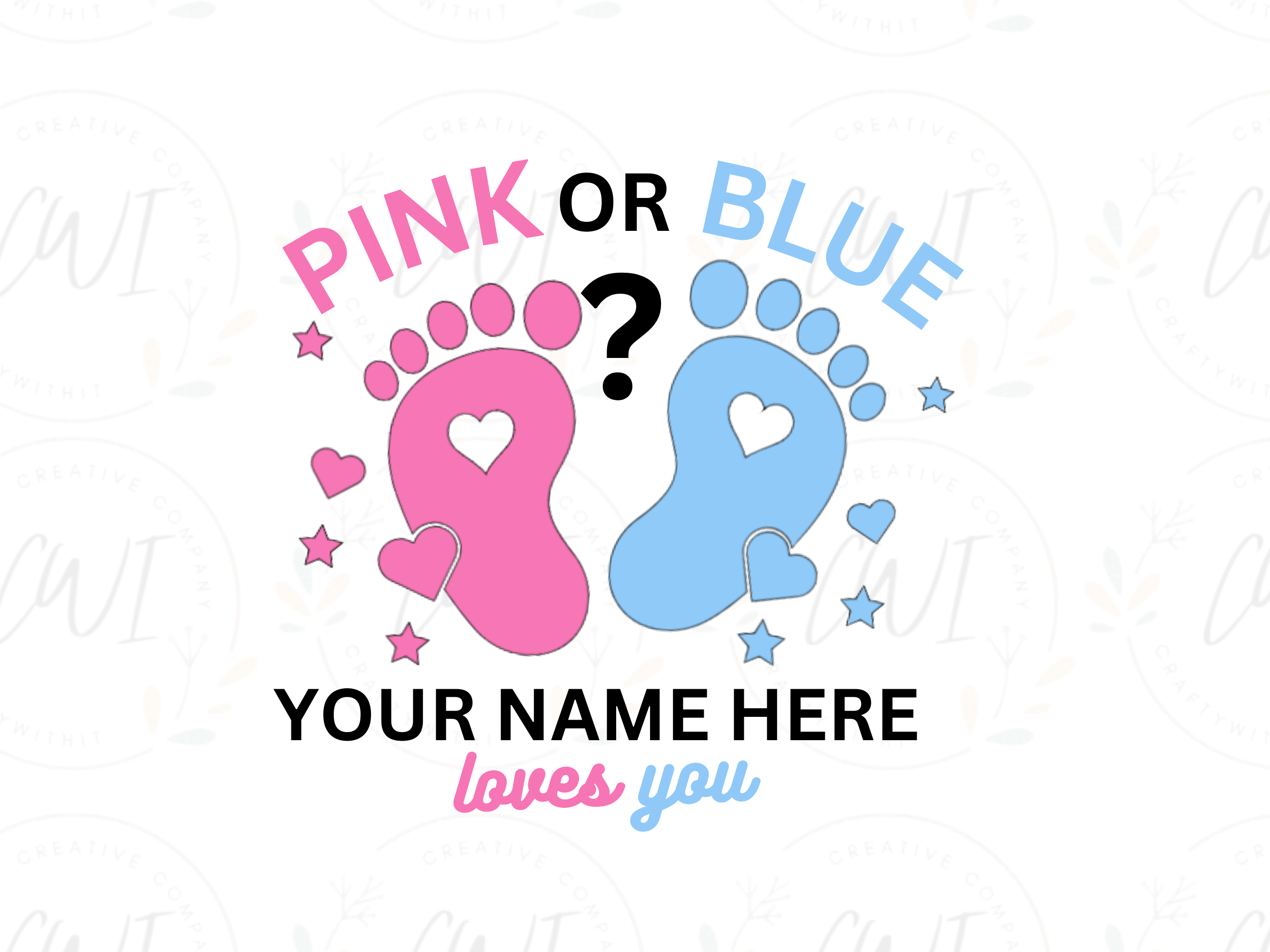 Baby Reveal - Pink Or Blue Customize - Direct To Film Transfer