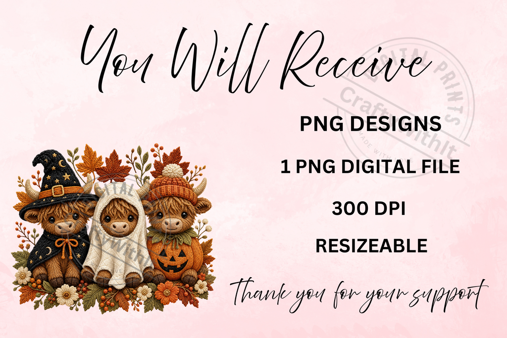 Halloween Highland Cow- PNG Digital Download