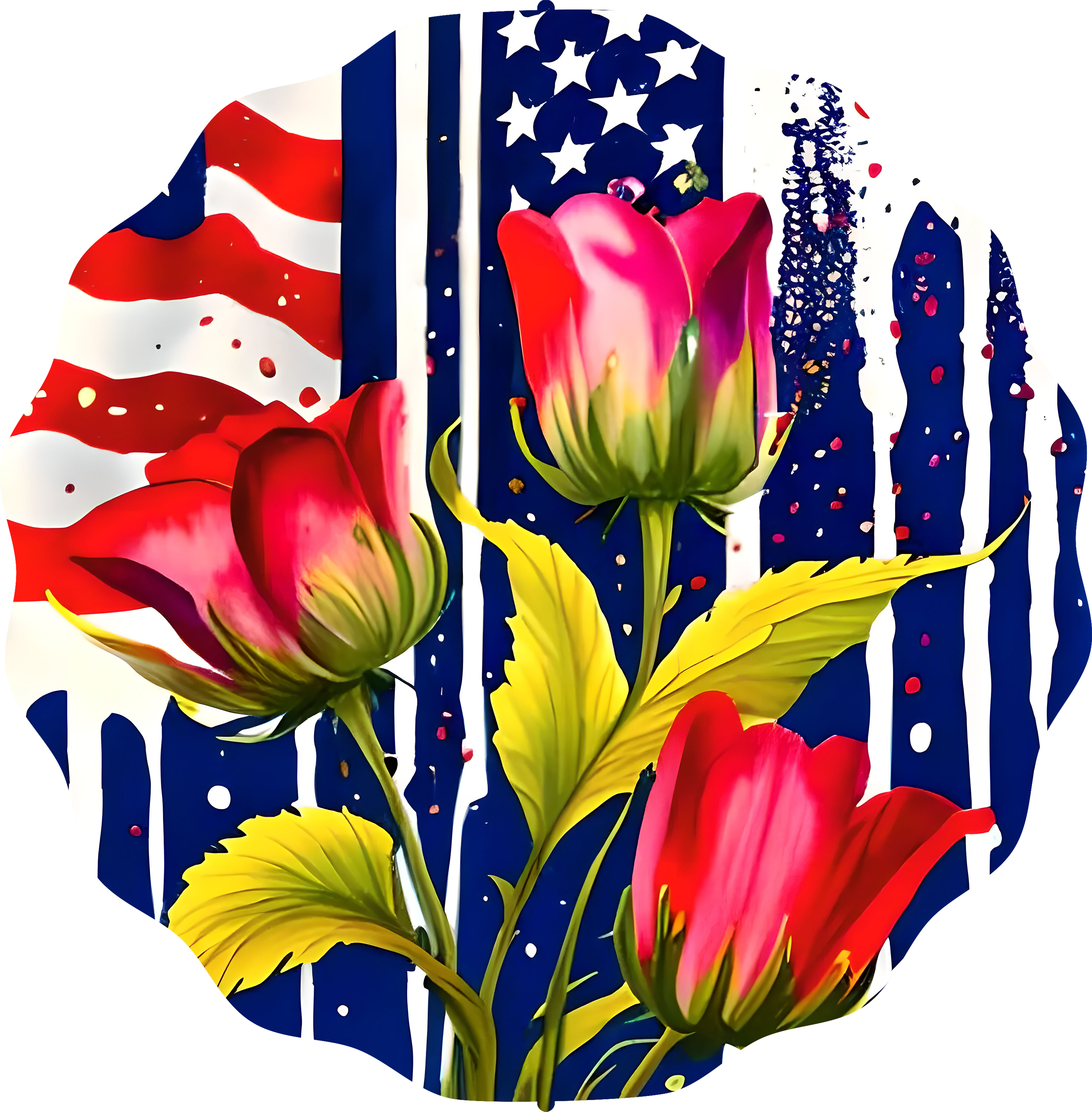 Patriotic Flowers 4 - Wind Spinner