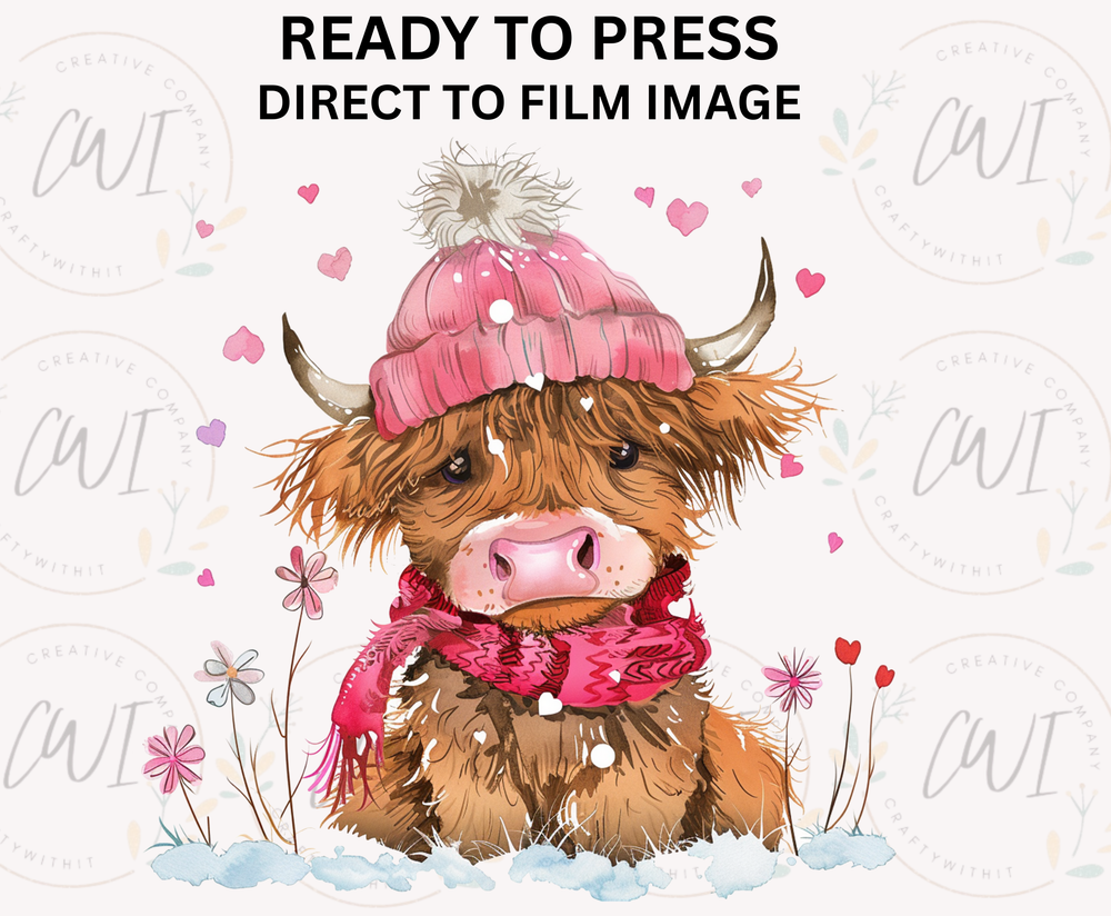 Valentines - Highland Cow - DTF Transfer