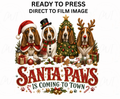 Santa Paws Christmas Basset Hound DTF Transfer - Youth/Adult Direct To Film Transfer