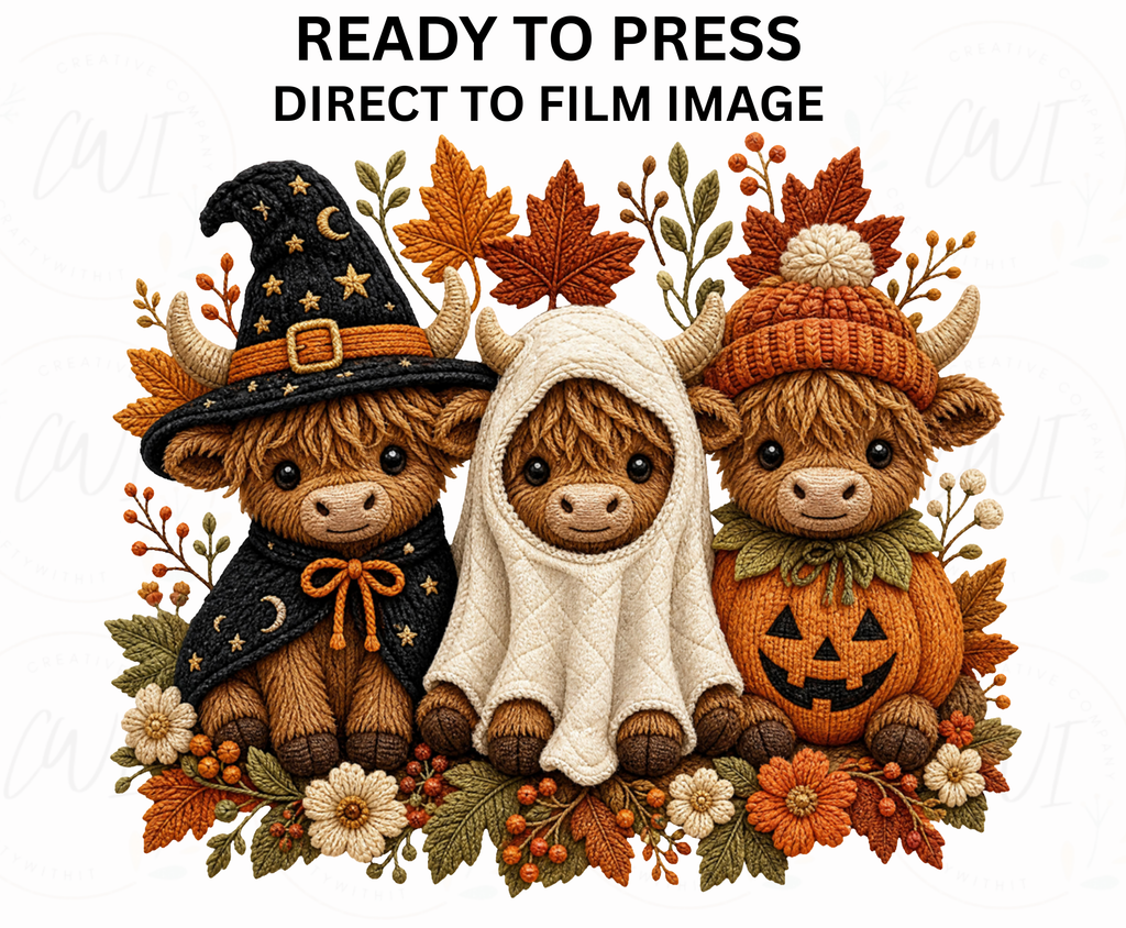 Halloween Highland Cow DTF Transfer - Youth/Adult Direct To Film Transfer