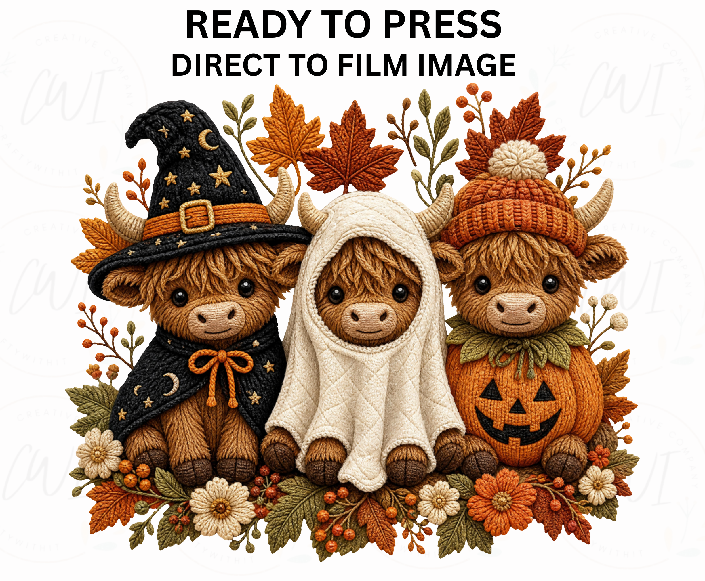 Halloween Highland Cow DTF Transfer - Youth/Adult Direct To Film Transfer