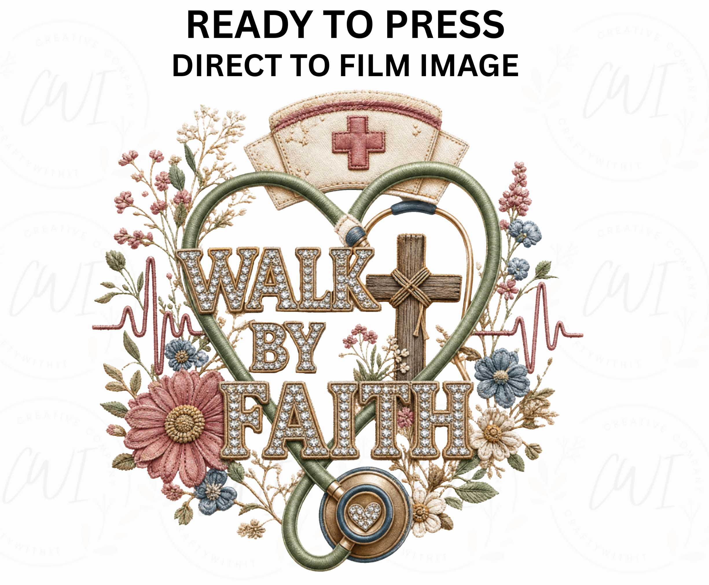 Walk By Faith Nurse DTF Transfer - Youth/Adult Direct To Film Transfer
