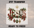 Jesus Christmas DTF Transfer with Faux Rhinestones and Pearl Details - Youth/Adult Direct To Film Transfer
