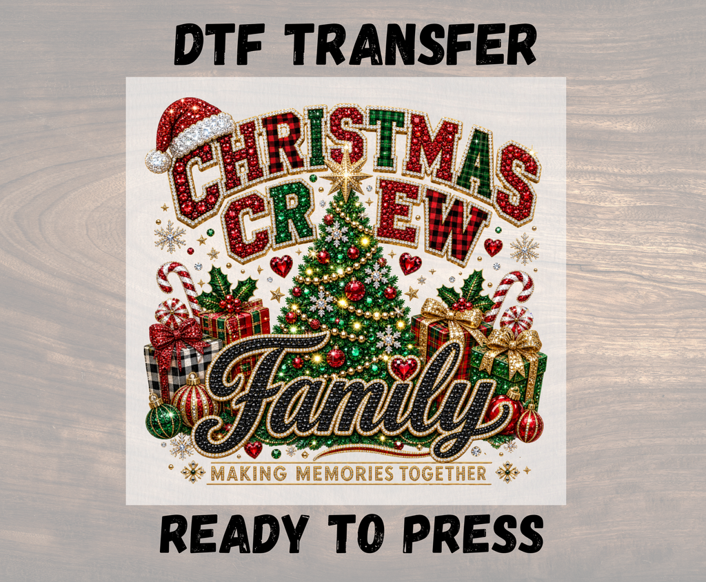 Christmas Crew Family Faux Rhinestone DTF Transfer - Youth/Adult Direct To Film Transfer (Copy)