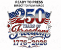 Freedom 250 Years Faux Rhinestone - Youth/Adult Direct To Film Transfer