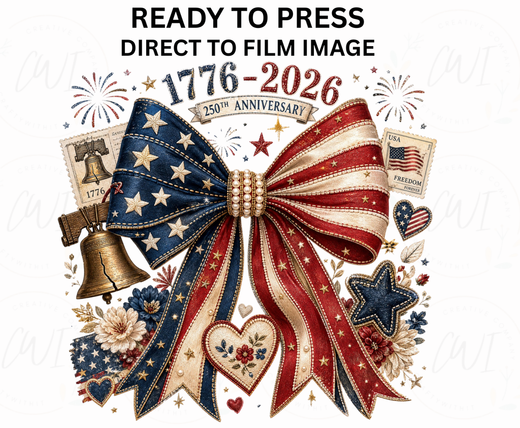 Patriotic Bow 1776-2026 - Youth/Adult Direct To Film Transfer