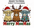 Merry MooMas Highland Cow Christmas DTF Transfer - Youth/Adult Direct To Film Transfer