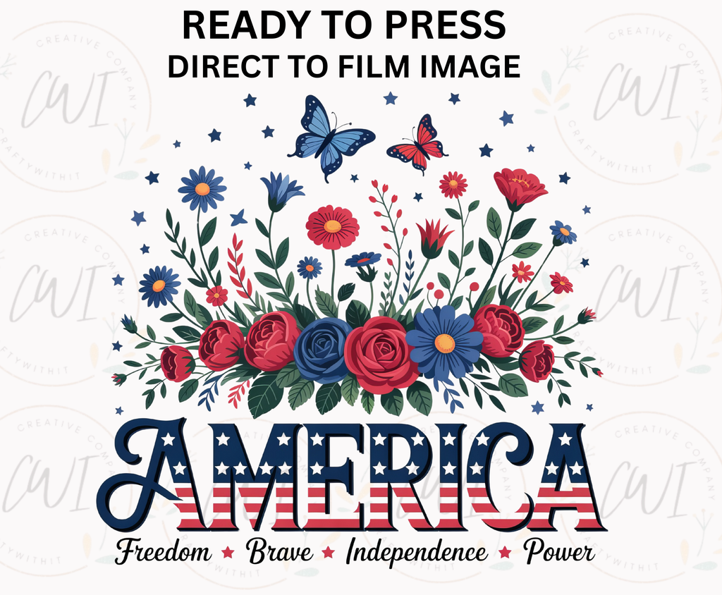 America Butterflies & Flowers  - Adult Direct To Film Transfer