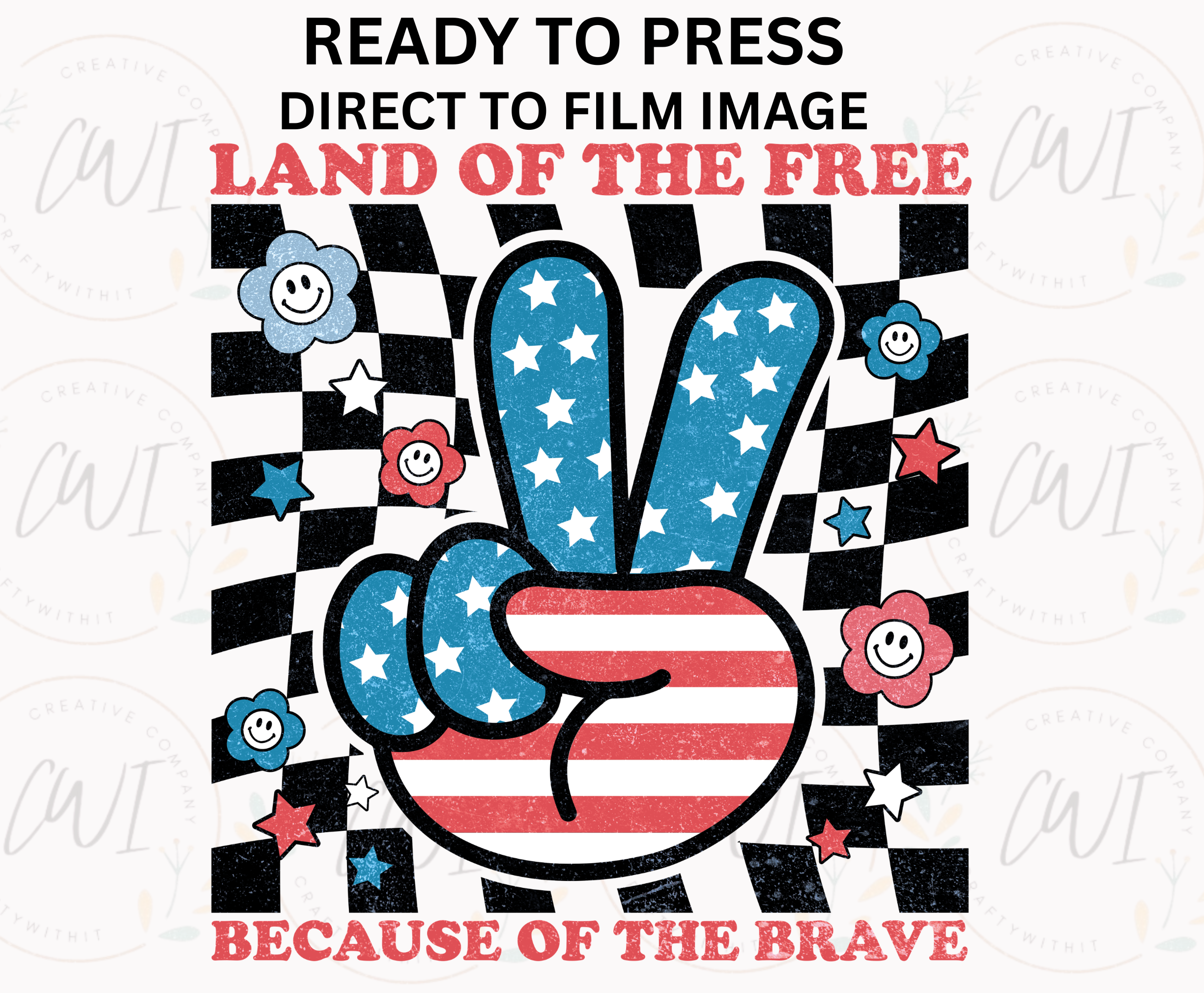 Land Of The Free Peace Sign - Youth Direct To Film Transfer