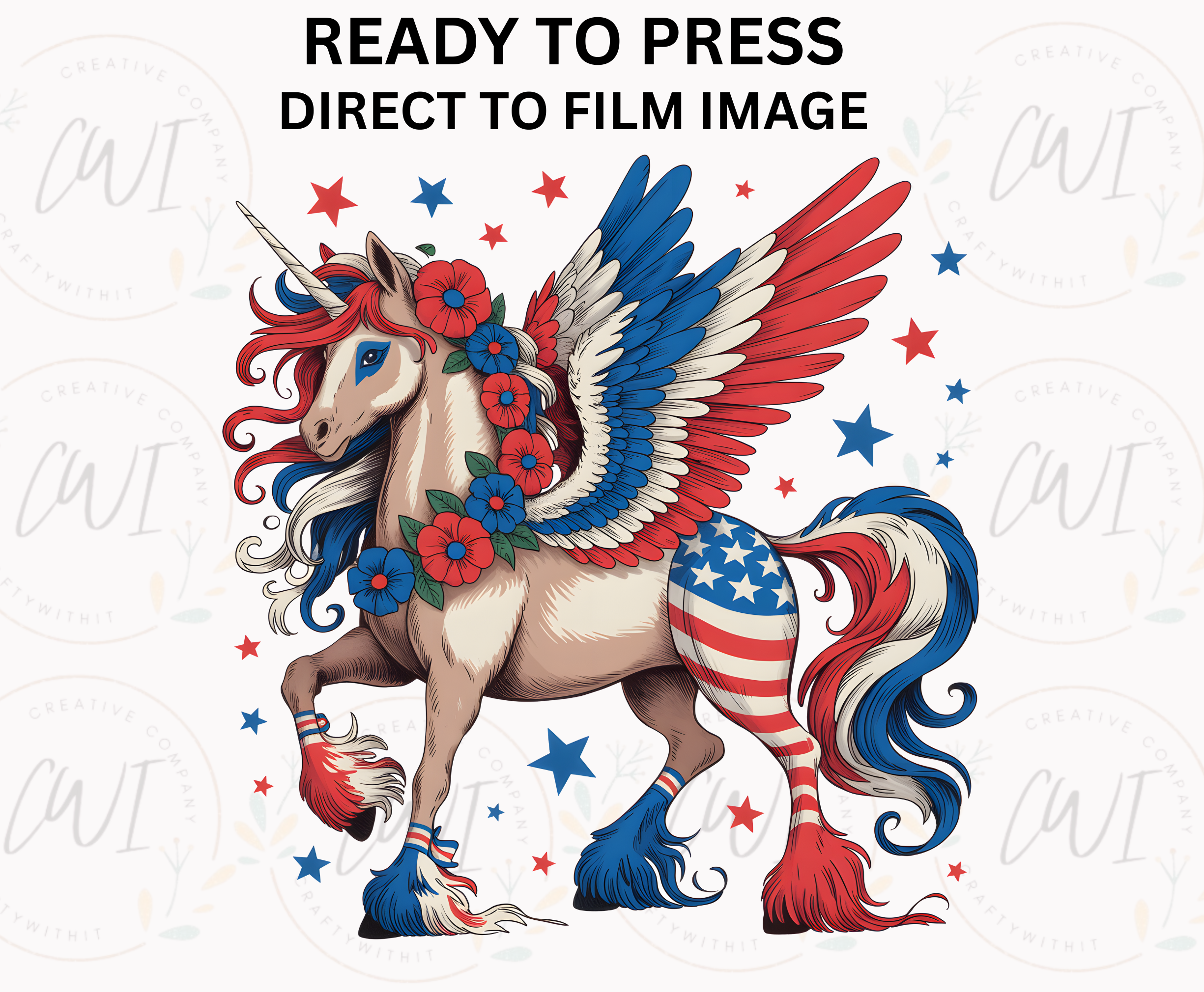 Patriotic Unicorn - Youth Direct To Film Transfer