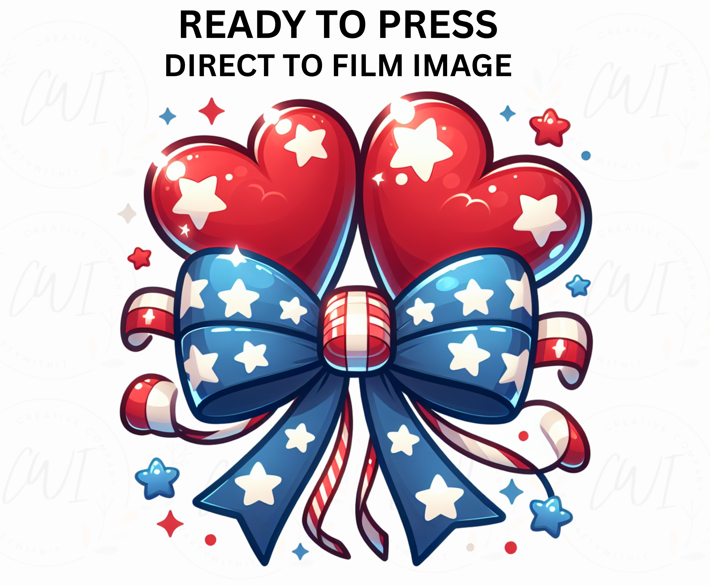 Patriotic Heart Balloons With Bow - Youth Direct To Film Transfer
