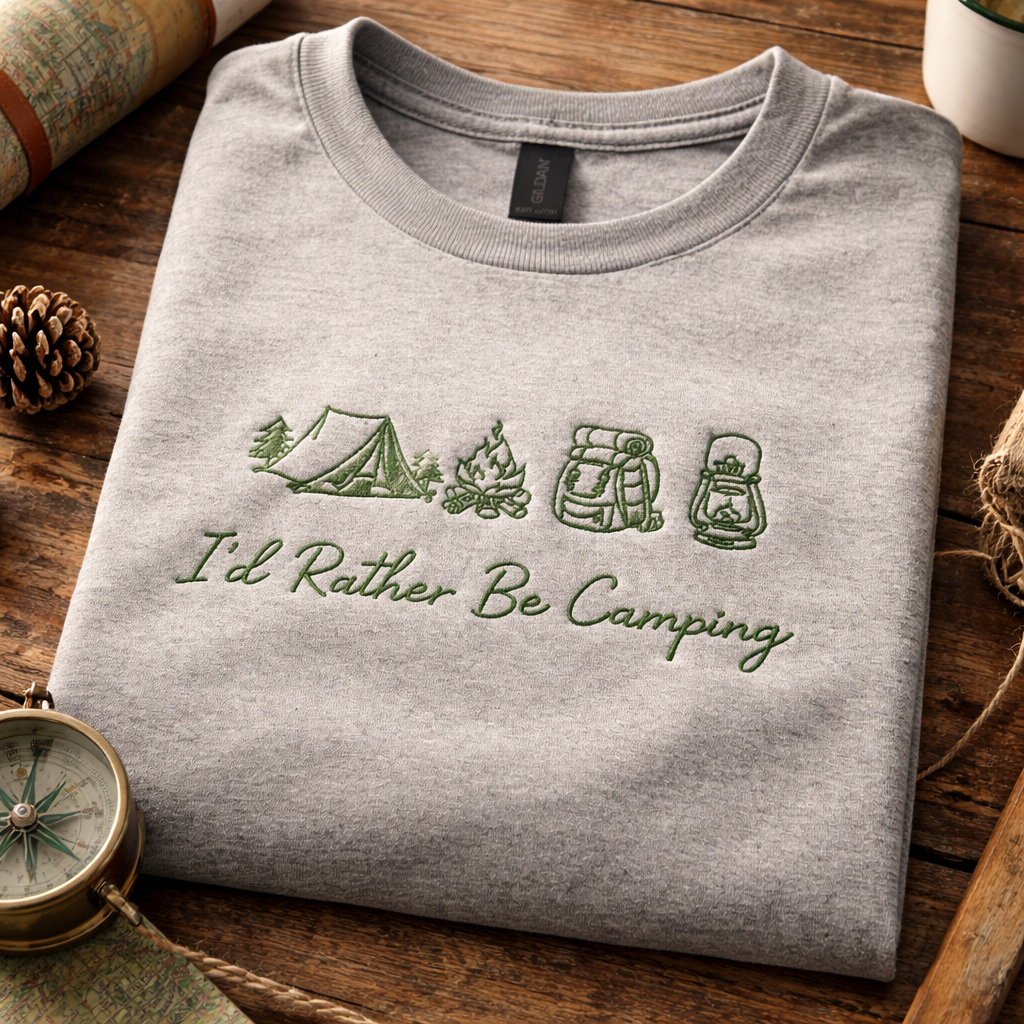 Rather  Be Camping - Crewneck Adult Embroidery