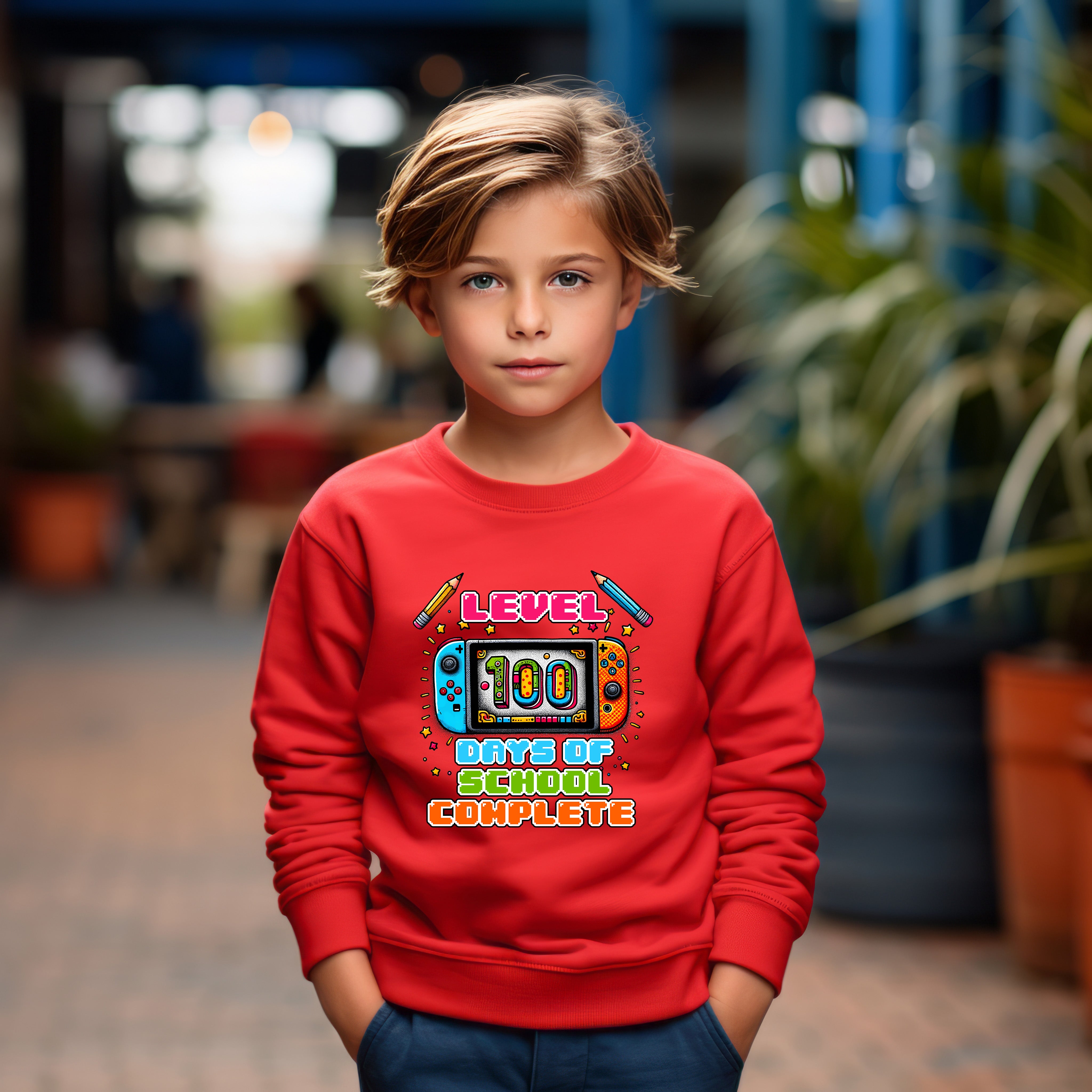 School - Level Up 100 Days Of School Youth Crewneck / Hoodie